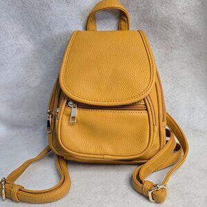 ISABELLE Small Yellow Faux Leather Women's Backpack